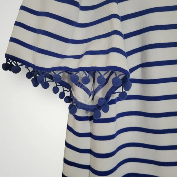 Anthropologie Heyton Blue and White Striped Dress Size 14 Nautical Short Sleeve - Picture 2 of 8
